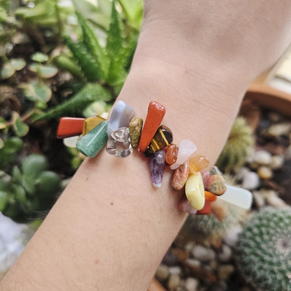 Handmade Multi Gemstone Boho Bohemian Chakra Stone Bracelet